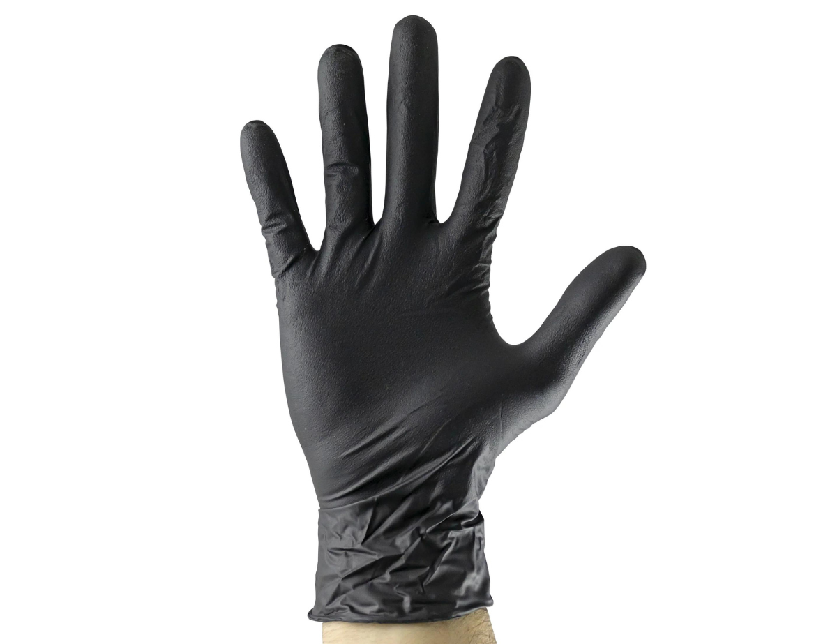 LUVAS NITRILO DESCARTÁVEIS PRETAS 6G - 100 LUVAS
