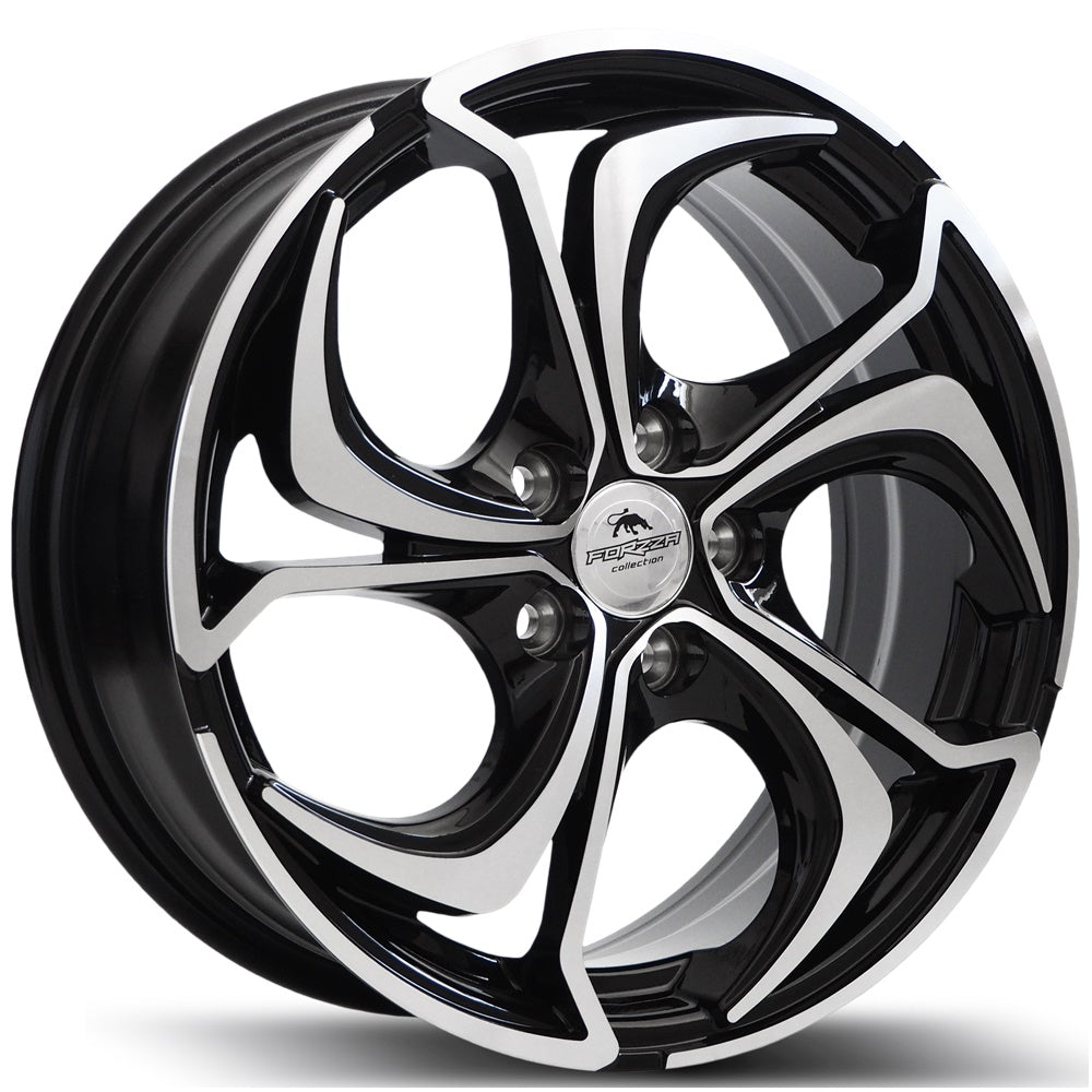 FORZZA AKITA 16" - BLACK FACE MACHINED - 5X112